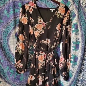 Floral dress long sleeve black